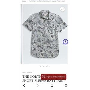 The North Face Baytrail Short Sleeve Pattern Shirt Men’s Medium Camoflauge Gray